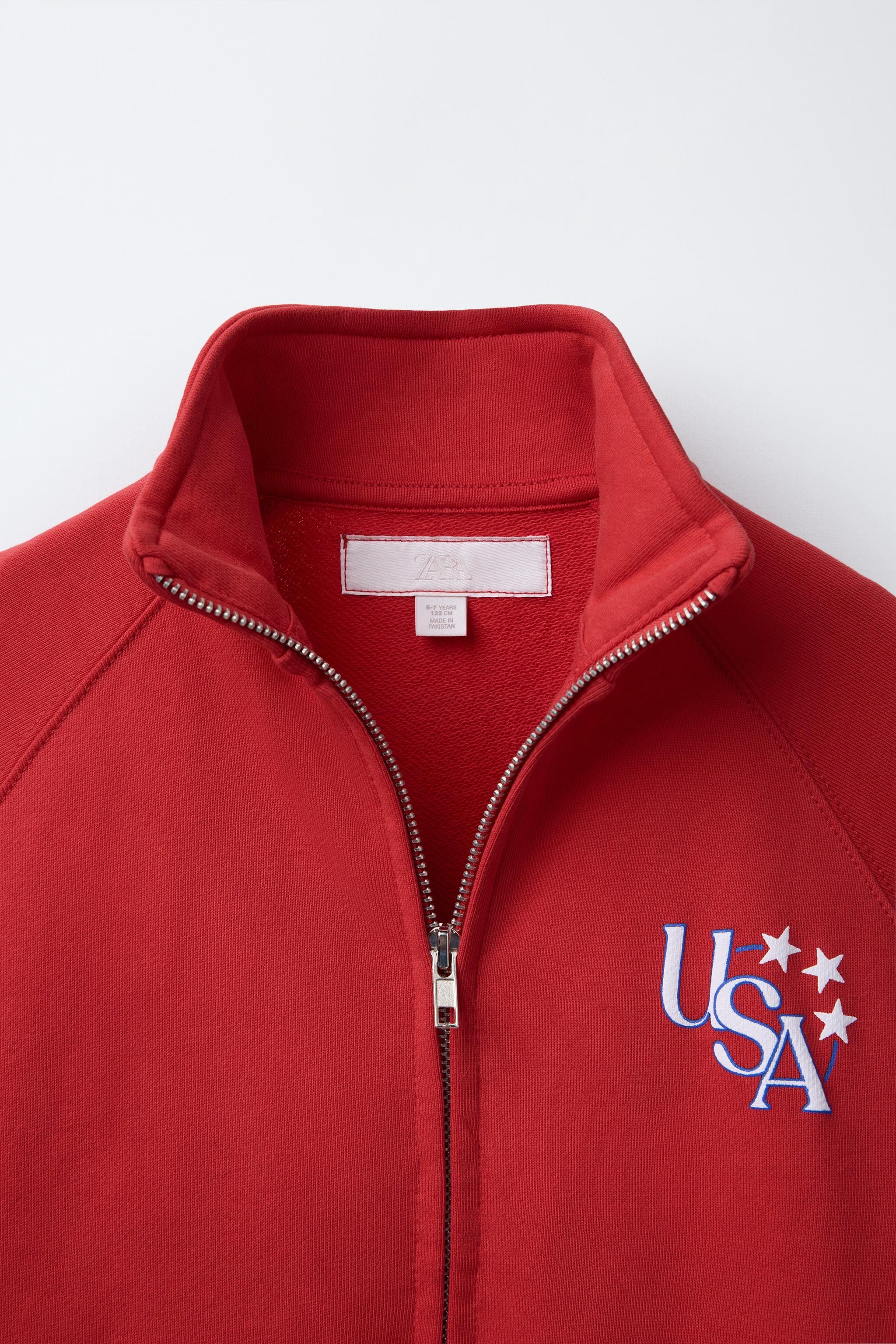 RAISED PRINT ZIP-UP SWEATSHIRT