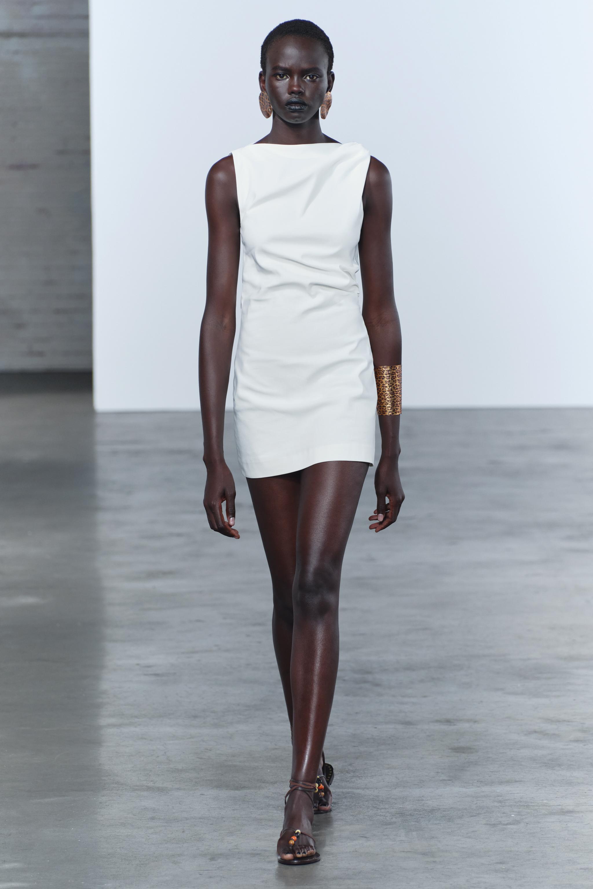 DRAPED MINI DRESS ZW COLLECTION - Ecru | ZARA United States