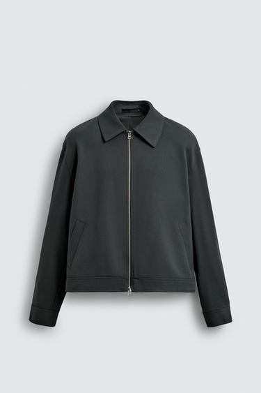 Zara REGULAR FIT ZIP-UP OVERSHIRT - Green