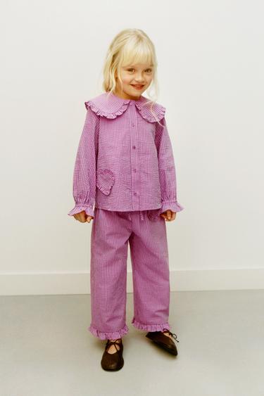 JUPE-CULOTTE RAYURES CŒUR - Lilas de Zara