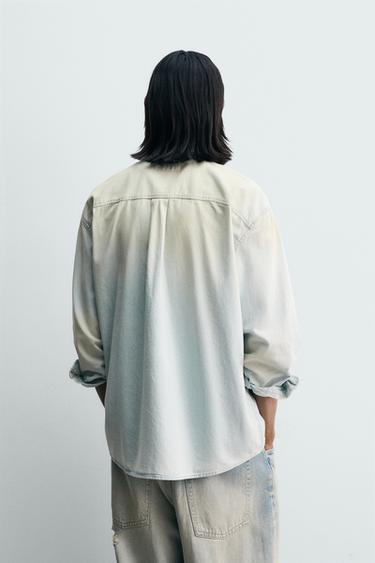 VINTAGE-EFFECT WASHED DENIM SHIRT - Light blue by Zara - Image 2