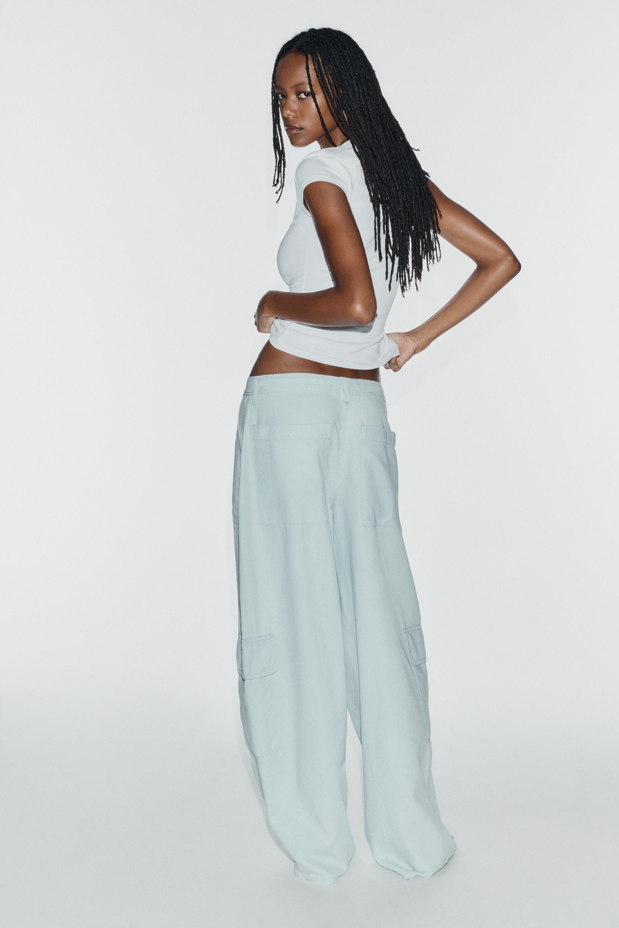 Zara DÖKÜMLÜ OVERSIZE KARGO PANTOLON görsel 3
