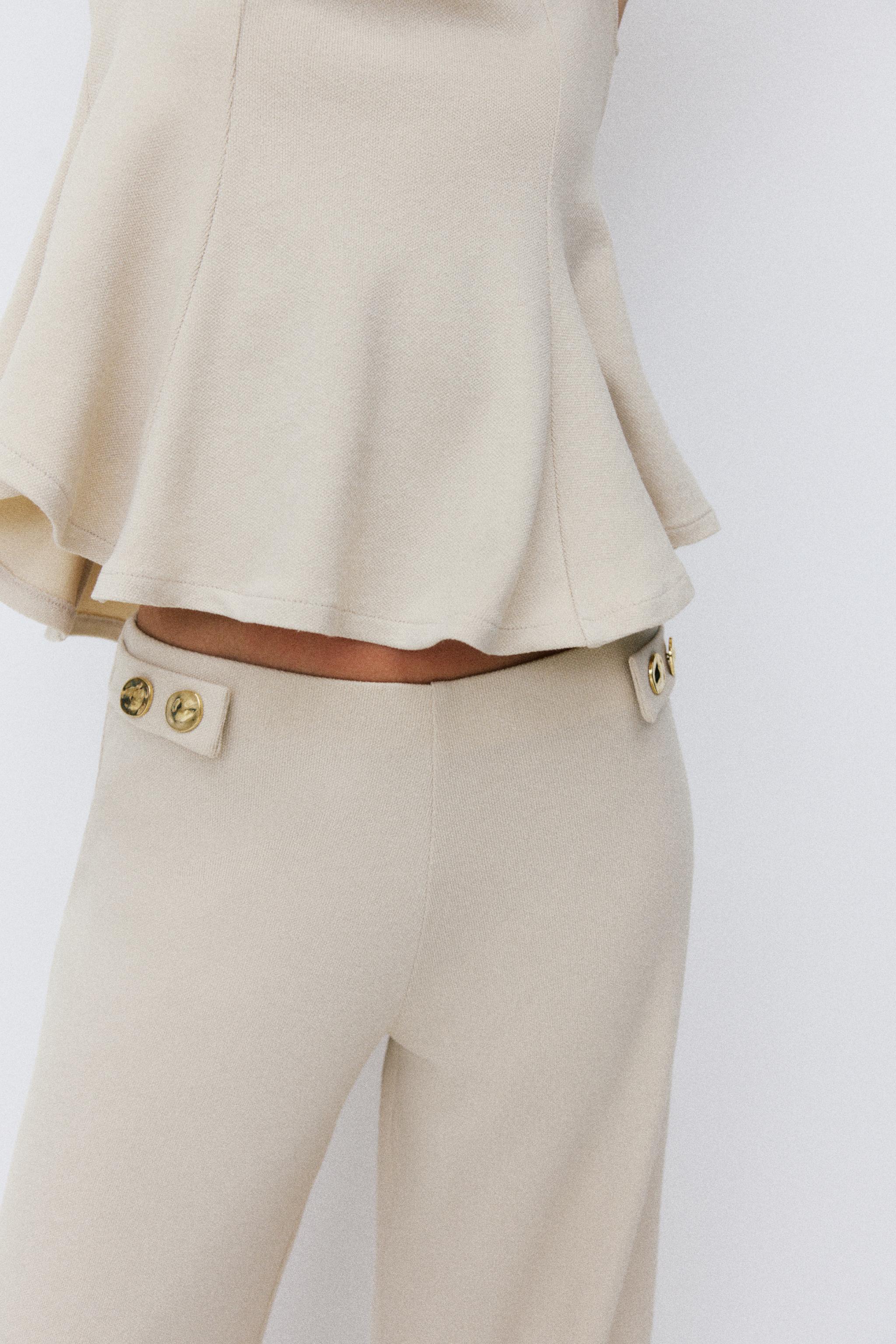 PIQUÉ STRAIGHT LEG PANTS WITH BUTTONS