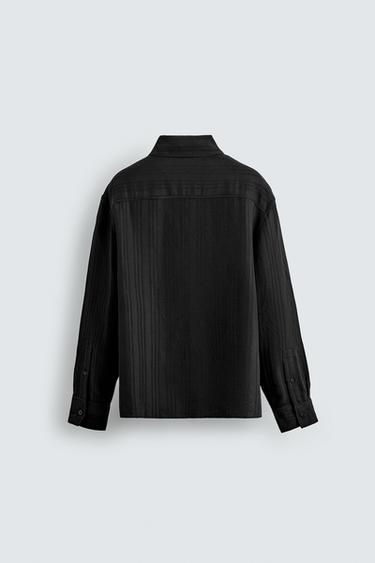 STRIPED JACQUARD SHIRT - Black by Zara - Image 7