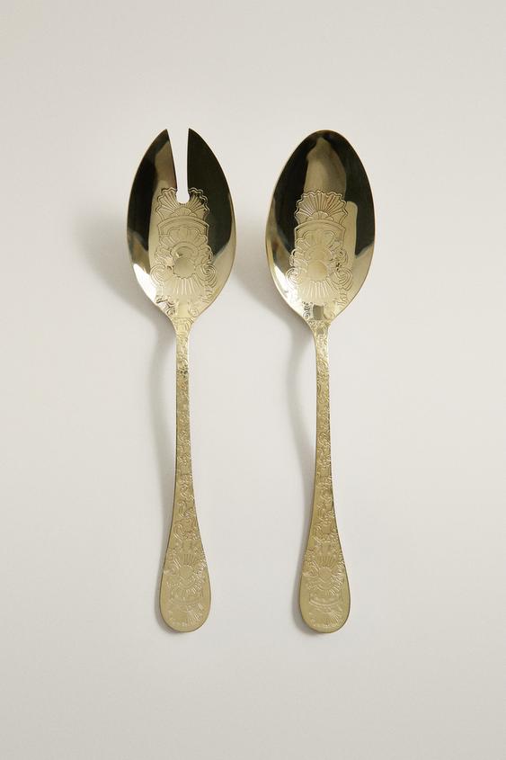 ENGRAVED STEEL SALAD CUTLERY SET (SET OF 2) - Cava by Zara - Image 0