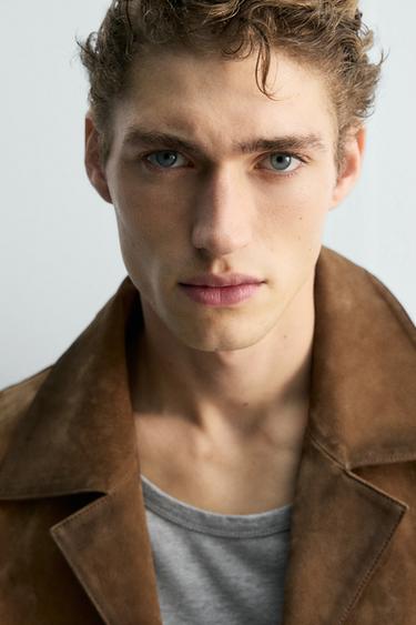 VESTE EN CUIR DAIM LIMITED EDITION - Cognac de Zara - Image 4
