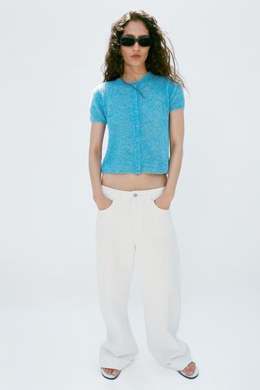CHAQUETA PUNTO CON LANA Y ALPACA - Turquesa de Zara