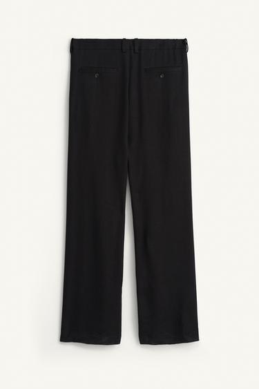 LINEN/LYOCELL PLEATED SUIT TROUSERS - Black by Zara - Image 6