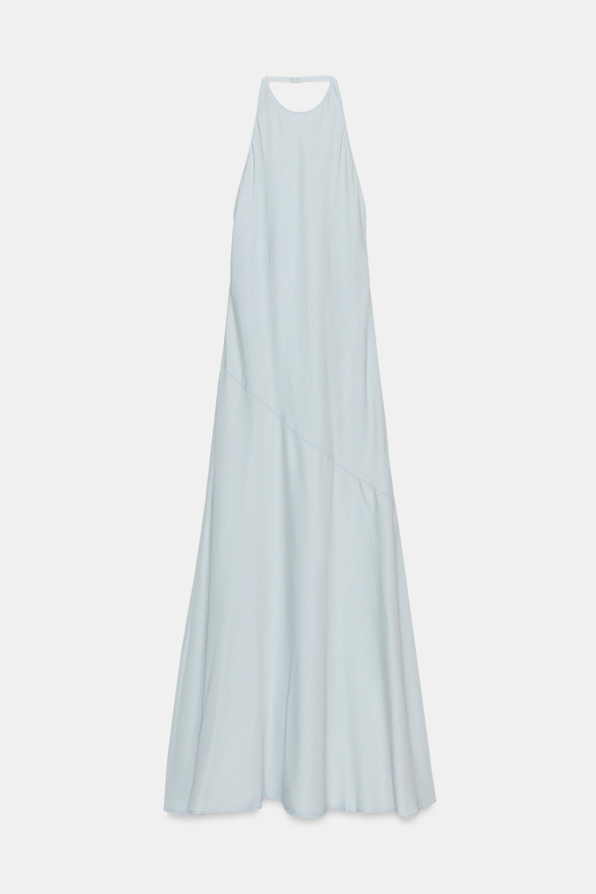 DÖKÜMLÜ HALTER YAKA ELBİSE