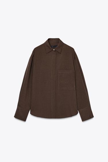 SHIRT WITH BACK BOW DETAIL - Brown by Zara
