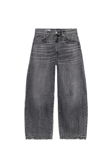 TRF BALLOON BAGGY MID-RISE JEANS - Black by Zara
