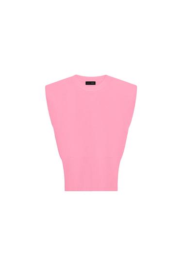 KNIT TOP WITH SHOULDER PADS - Pink by Zara