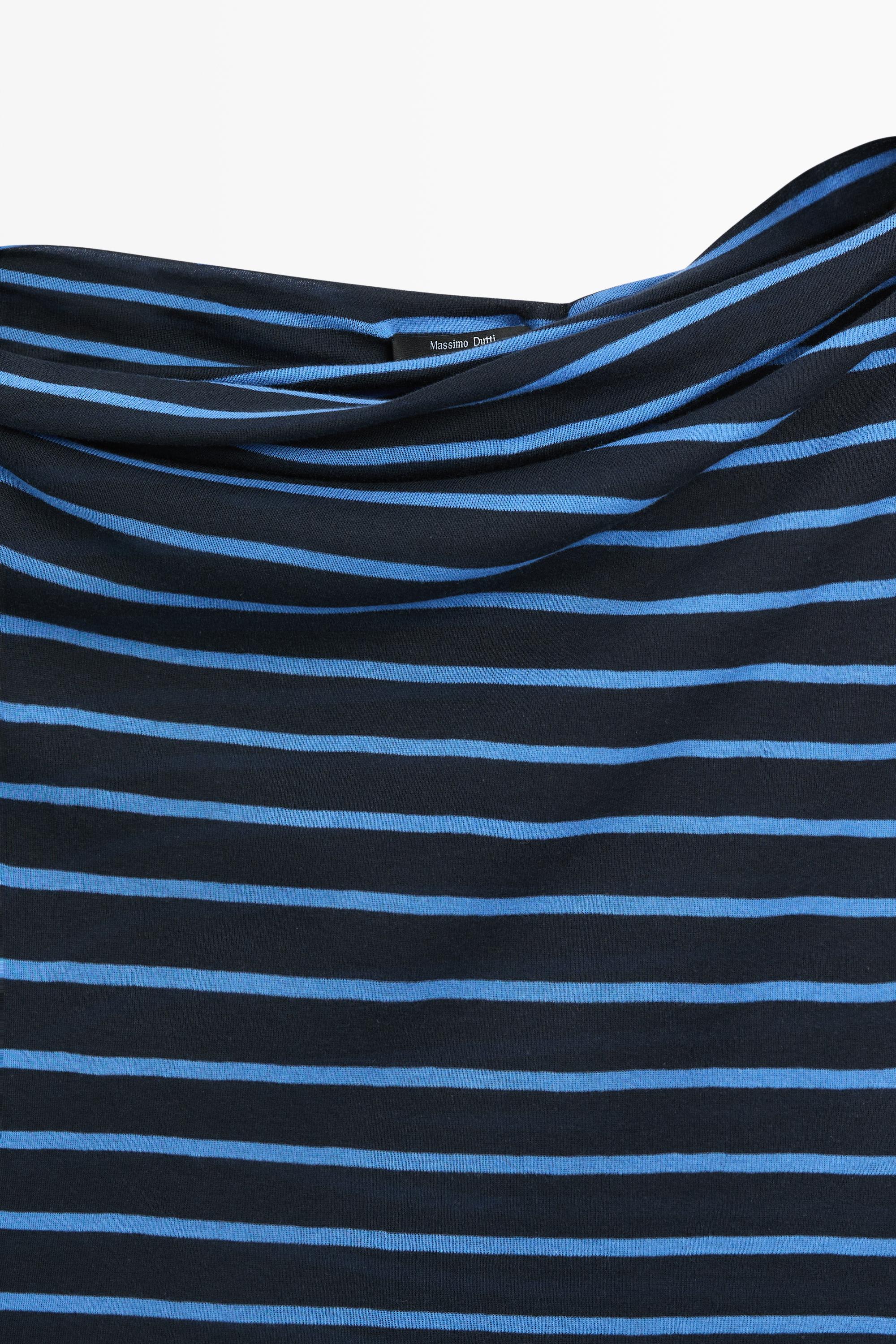 Striped cotton top with draped detail