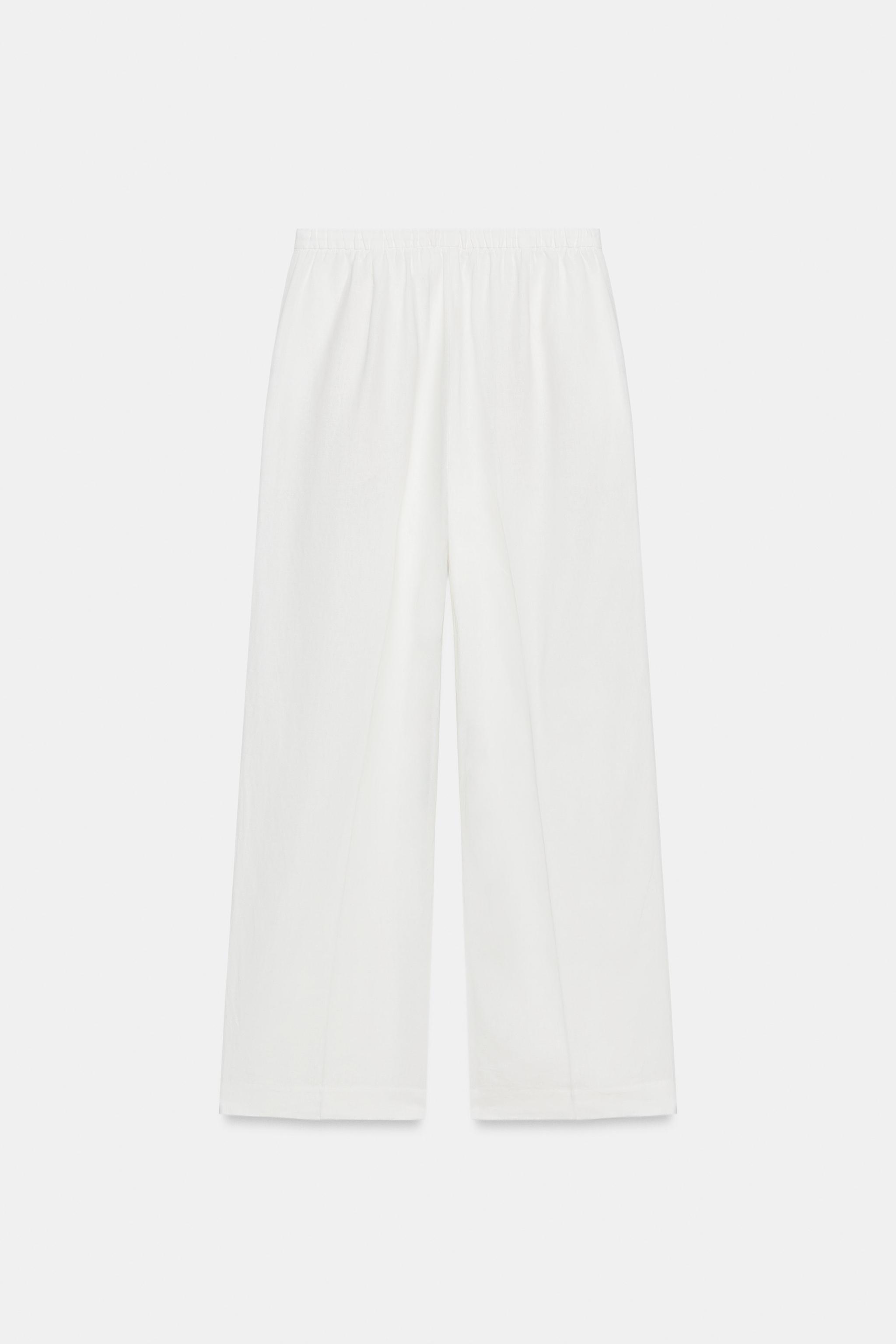 Zara KETEN KARIŞIMLI DÜZ PAÇA PANTOLON görsel 7