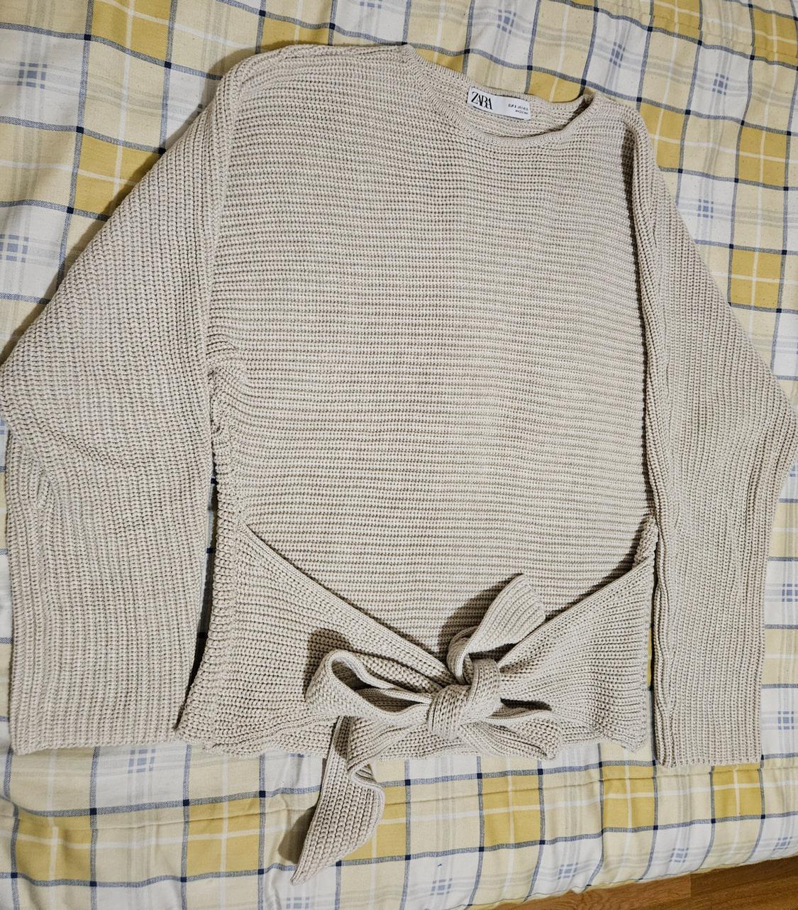 PLAIN KNIT SWEATER WITH TIE - Image 2