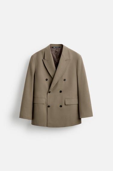 DOUBLE-BREASTED SUIT BLAZER - Brown / Taupe by Zara