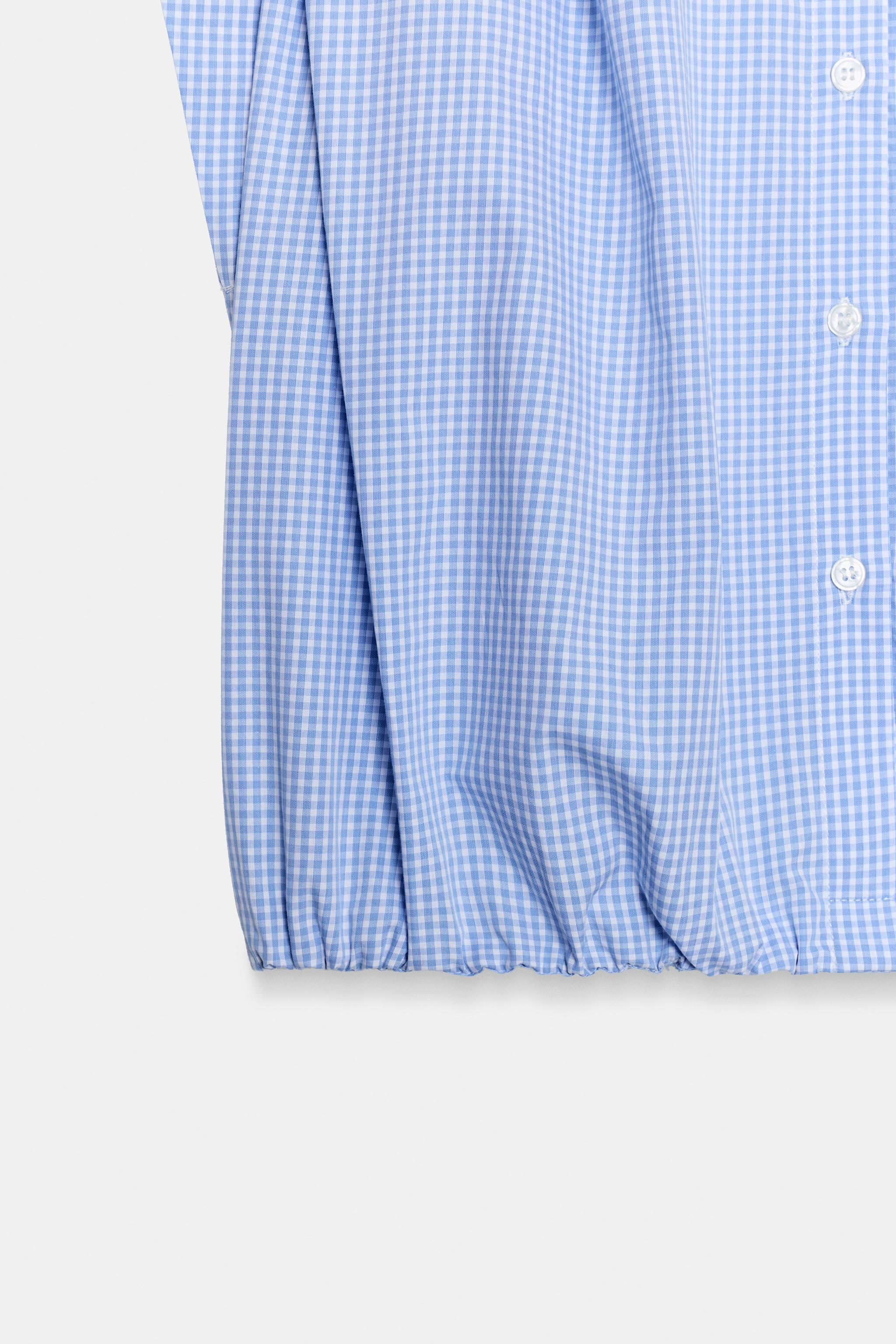 Женские рубашки Zara CROPPED GINGHAM SHIRT — фото 7