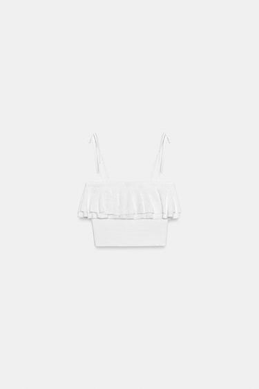TOP EN MAILLE À VOLANTS - Blanc de Zara - Image 5