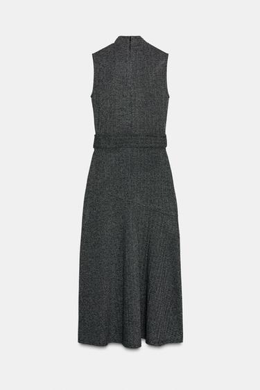 TWILL DRESS WITH BELT - Dark grey by Zara - Image 5