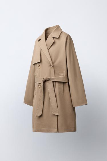 LONG TRENCH COAT WITH BELT - Beige by Zara - Image 1