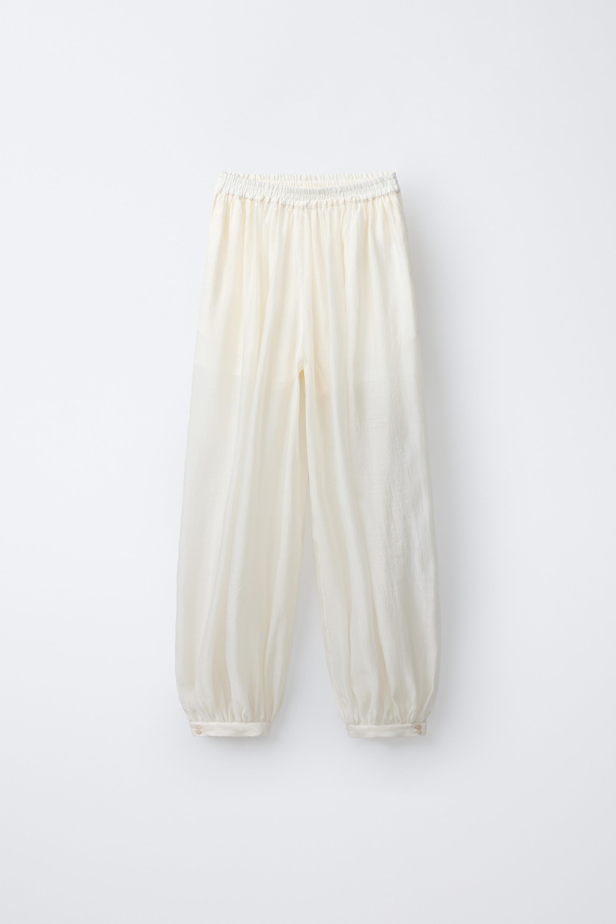 STRIPED SAROUEL TROUSERS - Ecru | ZARA South Africa
