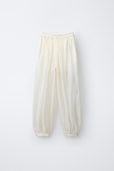 CALÇA BOMBACHA LISTRADA - Cru da Zara