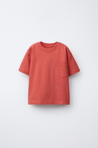CAMISETA LISA BOLSILLO - Rojo de Zara