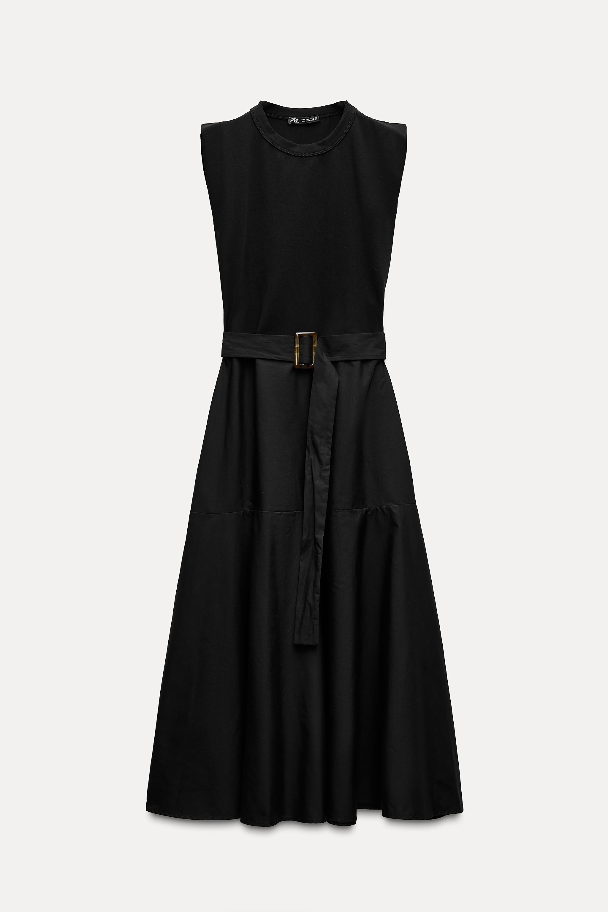 BELTED MIXED MIDI DRESS - Black | ZARA United States