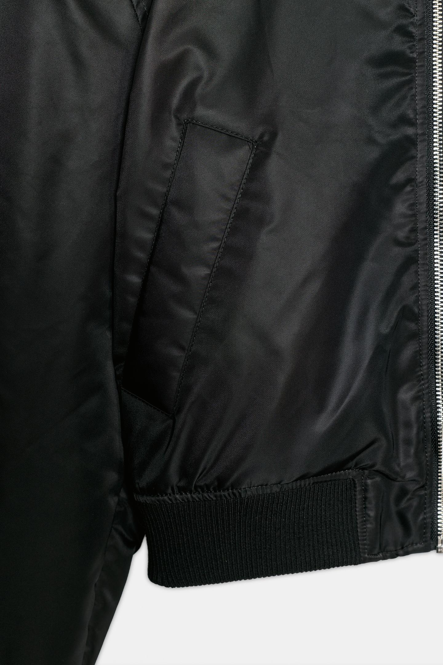 Женская куртка Zara Water-Repellent Bomber Jacket with Shoulder Pads, цвет: Чёрный — фото 8