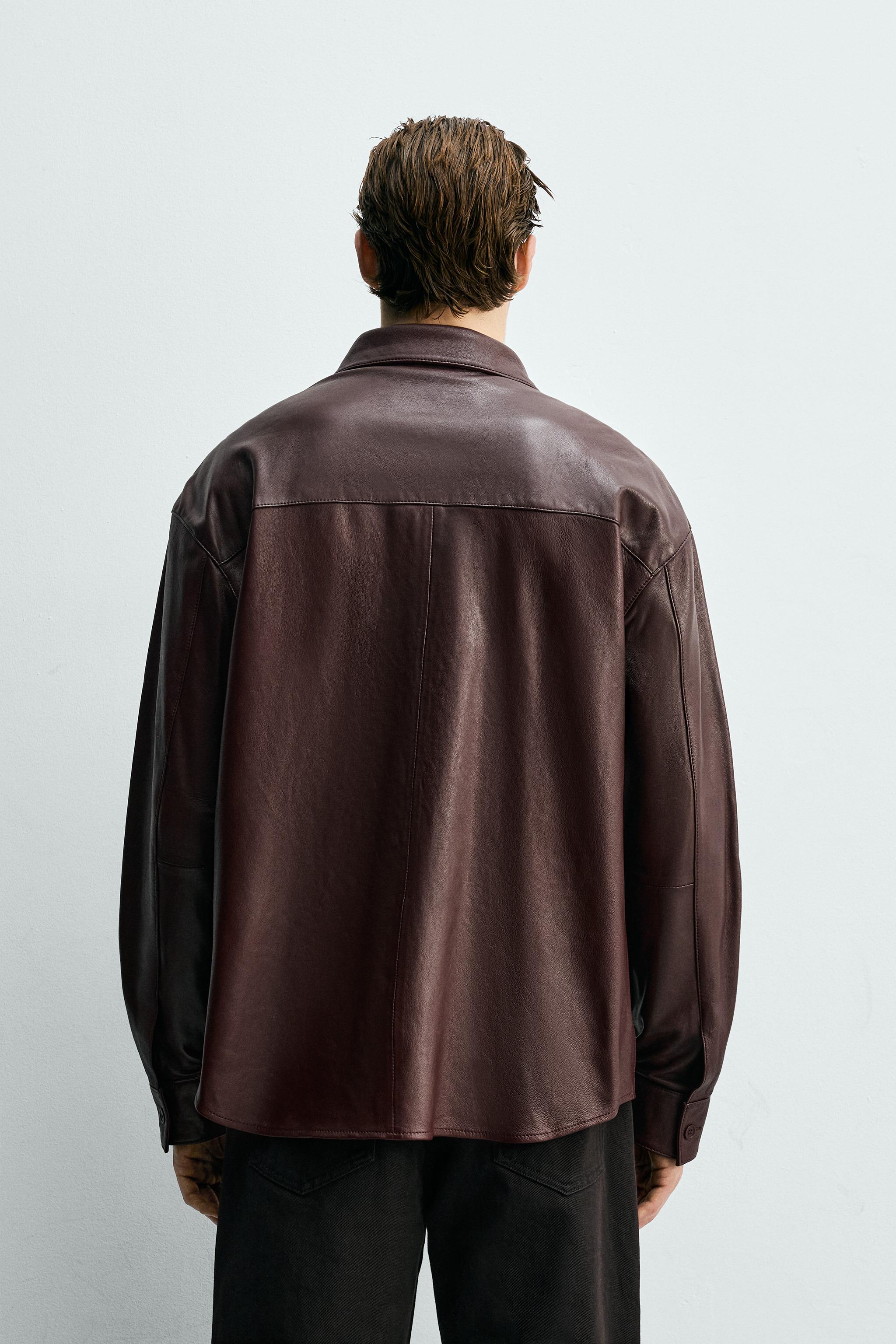レザーシャツジャケット - バーガンディ | ZARA Japan / 日本