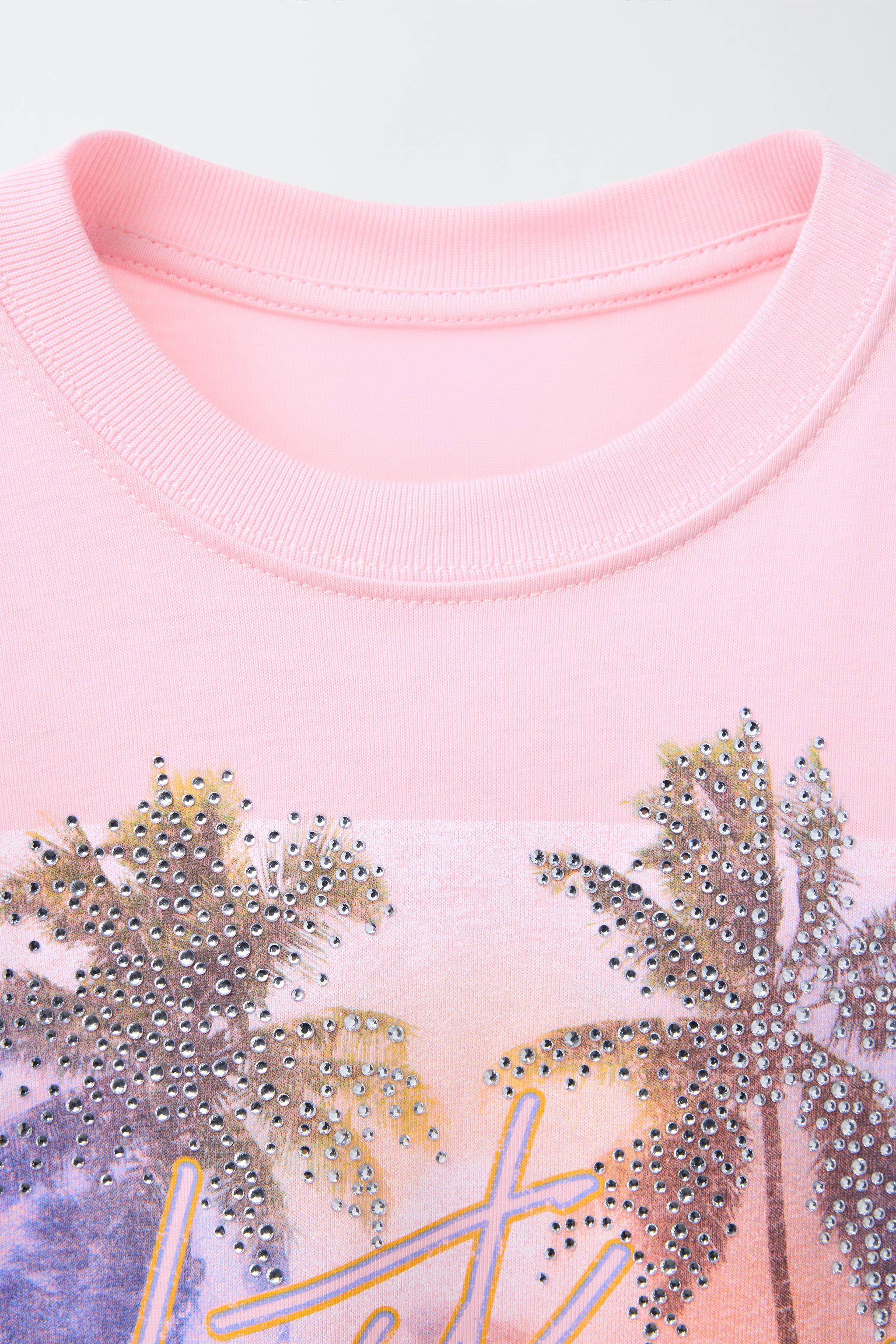 RHINESTONE FESTIVAL T-SHIRT - Pink | ZARA United States