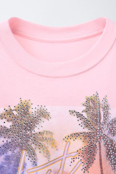 T-SHIRT FESTIVAL STRASS - Rose de Zara - Image 2