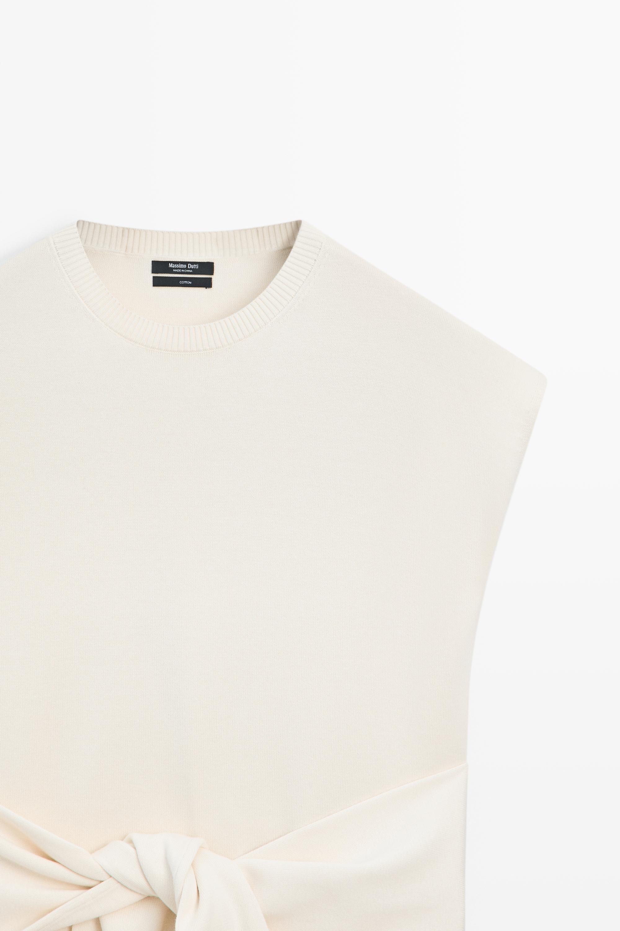 Top en maille 100 % coton avec détail noué