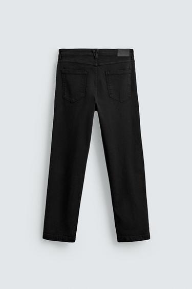 Zara STRAIGHT FIT PANTS - Black