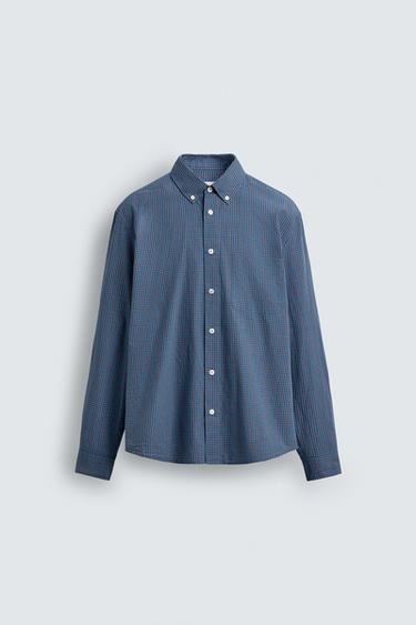 CHECK SHIRT WITH POCKET - Bluish by Zara