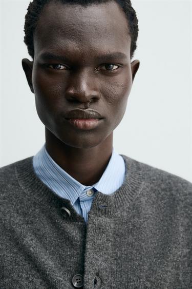 RELAXED FIT WOOL BLEND CARDIGAN - Grey by Zara