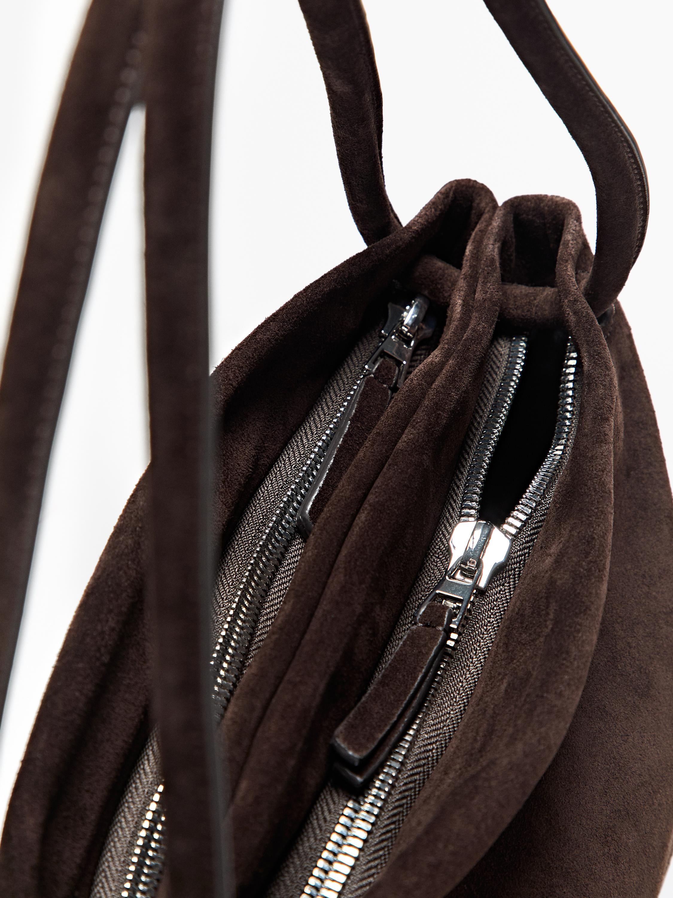 Leather and split leather medium bag with compartments