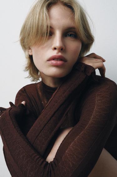 BODY BIMATIÈRE EN MAILLE - Marron de Zara