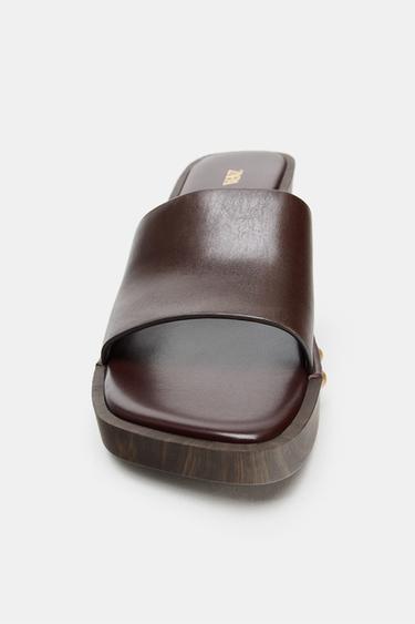 SANDALES EN CUIR À CLOUS - Marron de Zara - Image 4