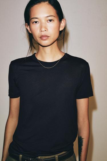 SHORT SLEEVE T-SHIRT - Dark navy by Zara