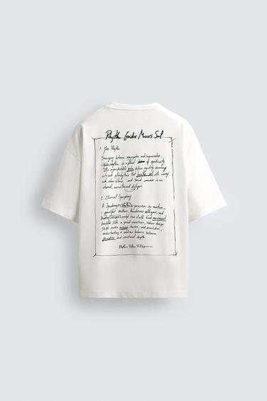 EMBROIDERED SLOGAN T-SHIRT - White by Zara - Image 6
