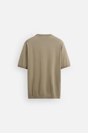 REGULAR FIT KNITTED T-SHIRT - Sand by Zara - Image 6