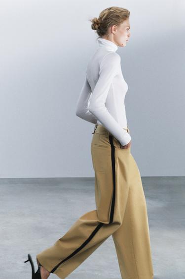 ZW COLLECTION BAGGY PANTS WITH SIDE STRIPE — Mid-camel 1