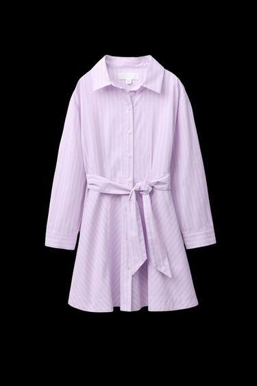 VESTIDO CAMISERO RAYAS - Malva de Zara - Imagen 0