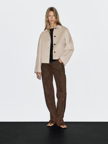 Zara Cropped wool blend jacket - Pearl gray - Image 0