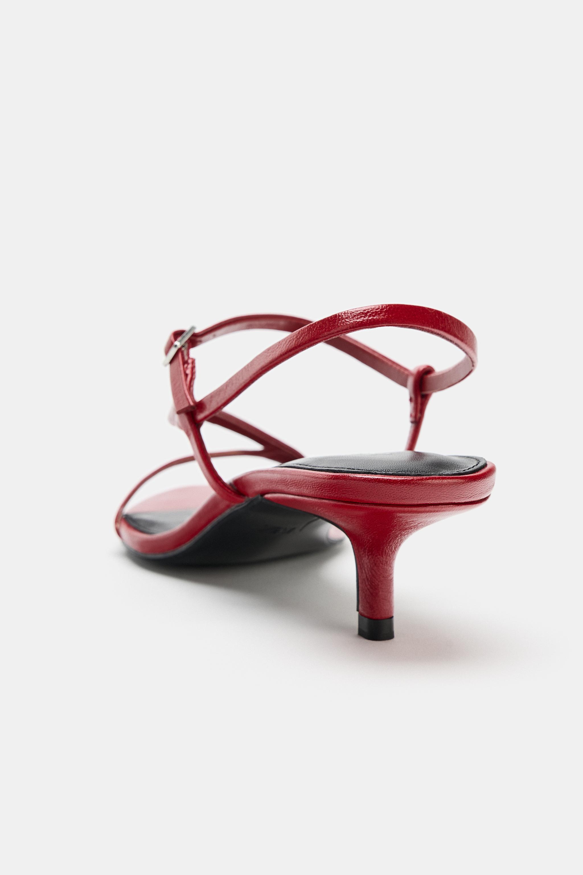 LEATHER KITTEN HEEL SANDALS