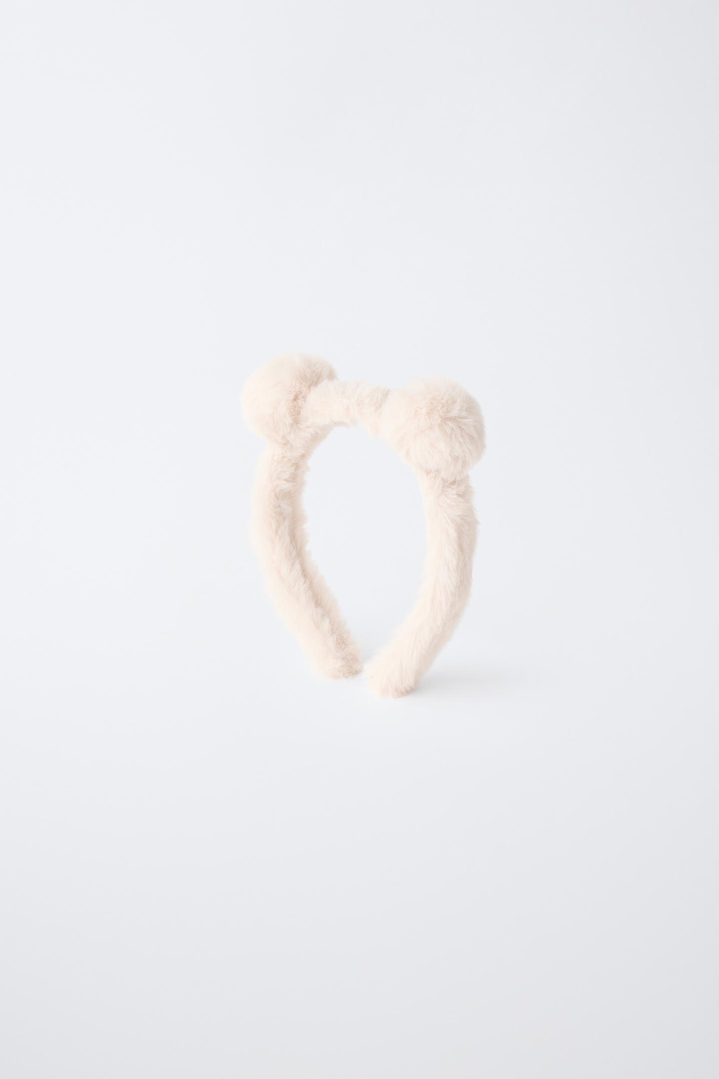 Детские аксессуары для волос Zara Faux Fur Ears Headband, цвет: Экрю — фото 1