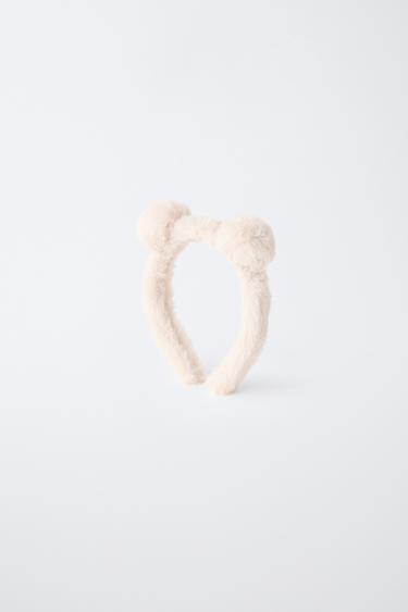 FAUX FUR EARS HEADBAND — Ecru 1