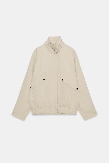VESTE BOMBER OVERSIZE À COL MONTANT - Marron clair de Zara - Image 6