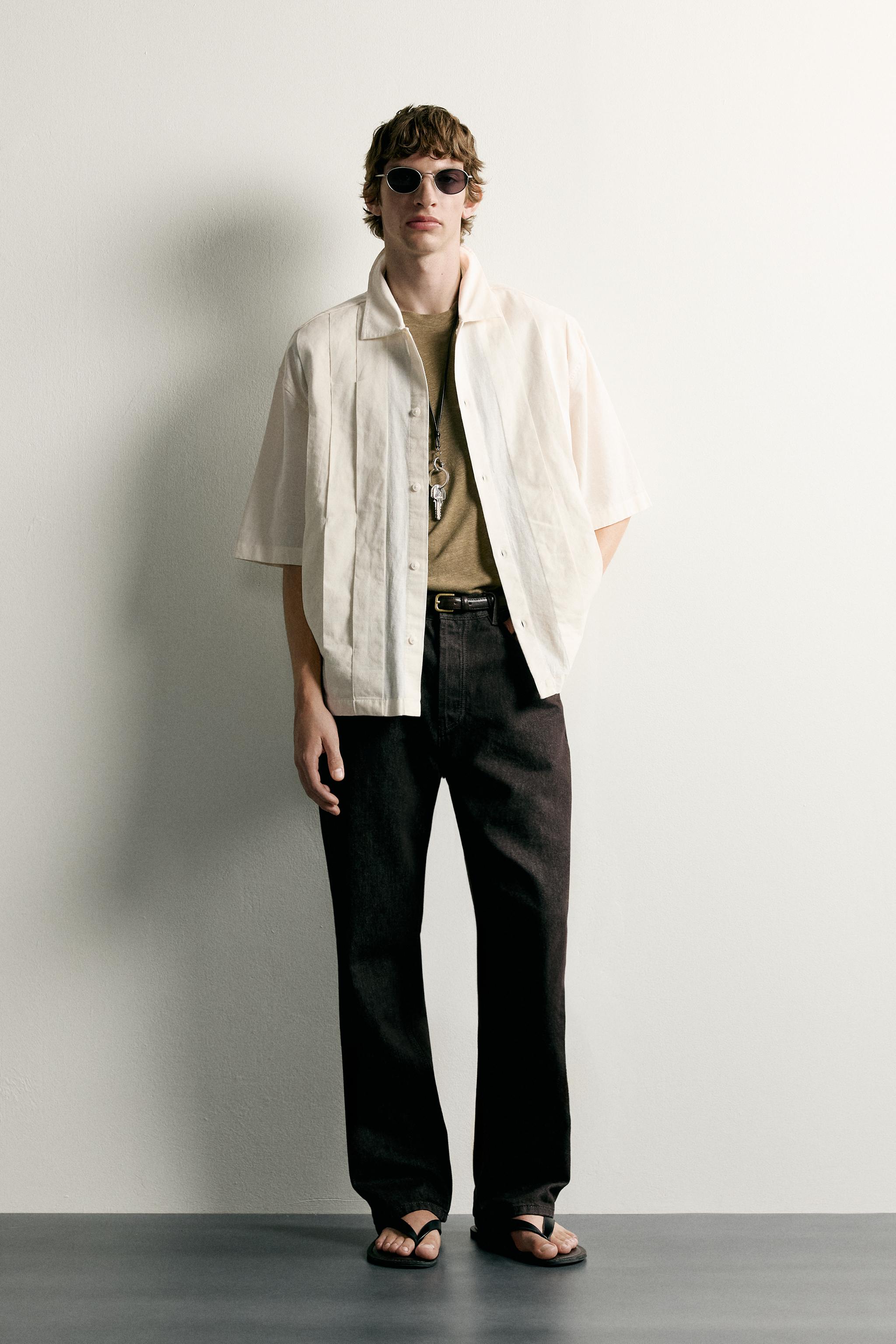 RELAXED FIT PLEATED SHIRT - Oyster-white | ZARA United States
